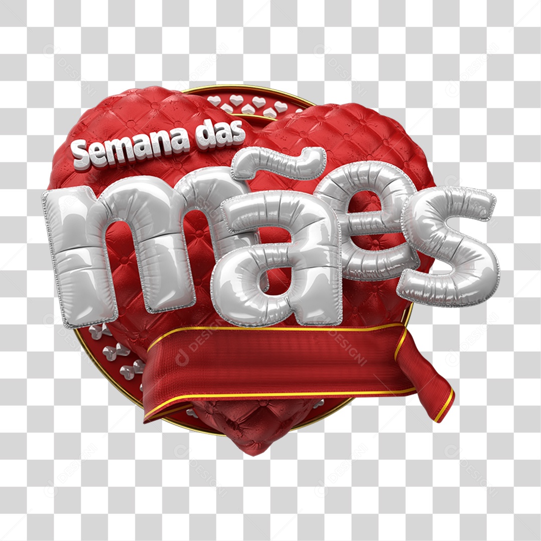 Selo 3D Semana das Mães PNG Transparente