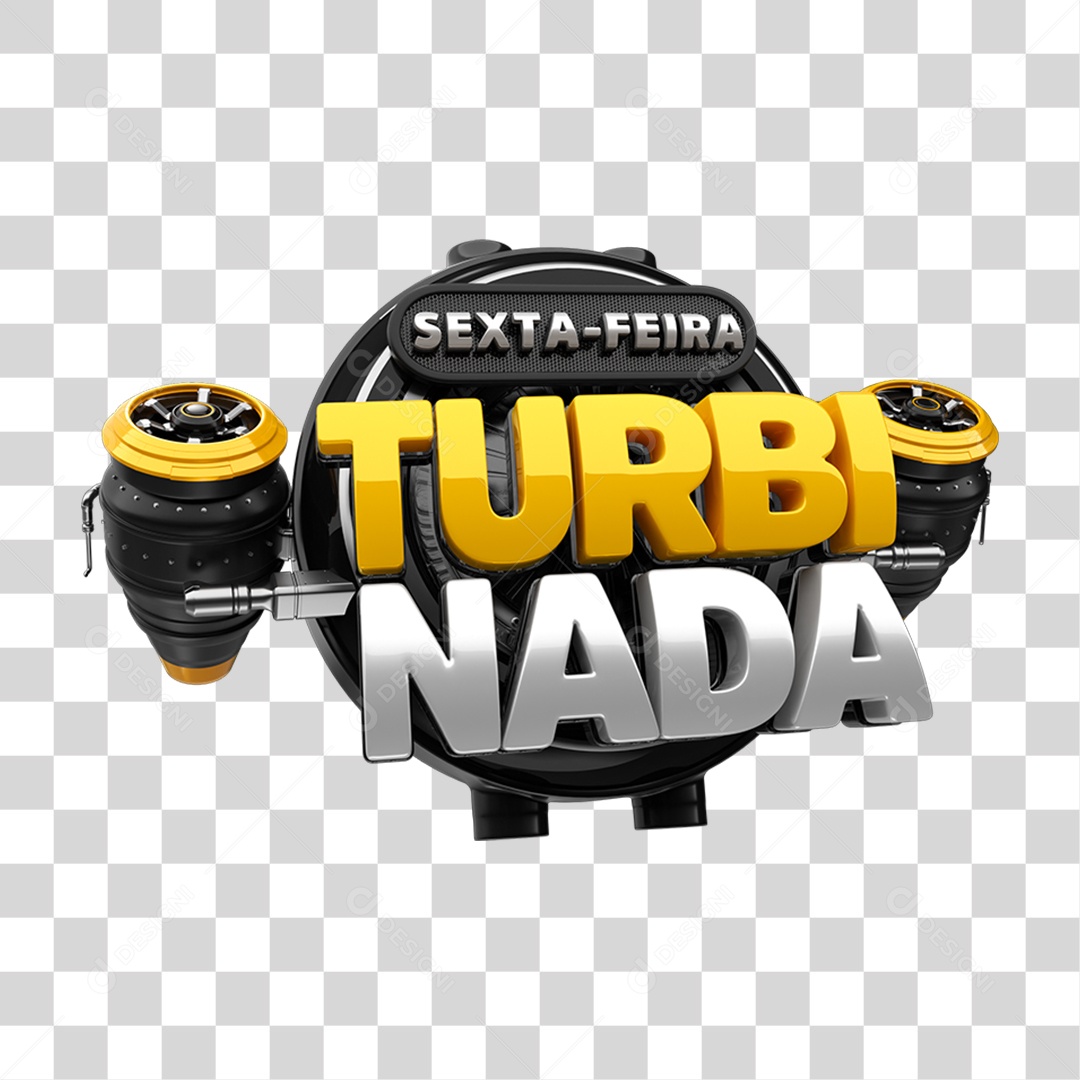 Selo 3D Sexta Feira Turbinada PNG Transparente