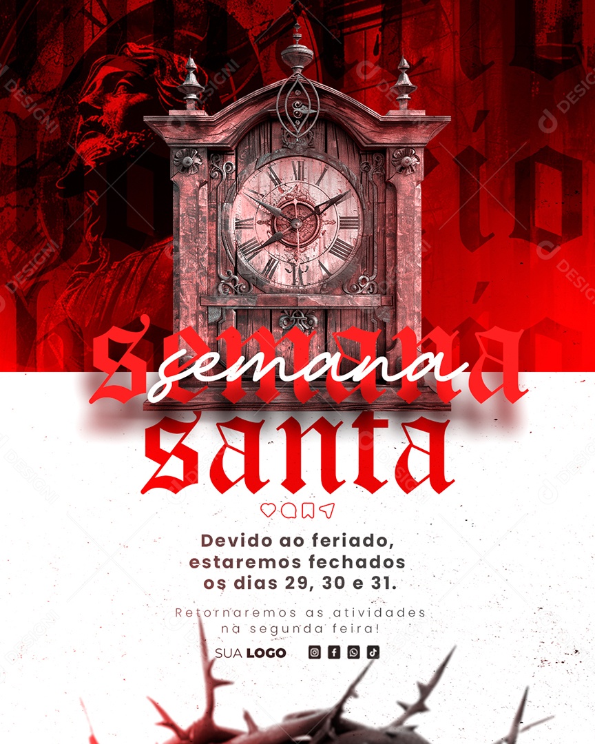 Semana Santa Devido ao Feriado Social Media PSD Editável