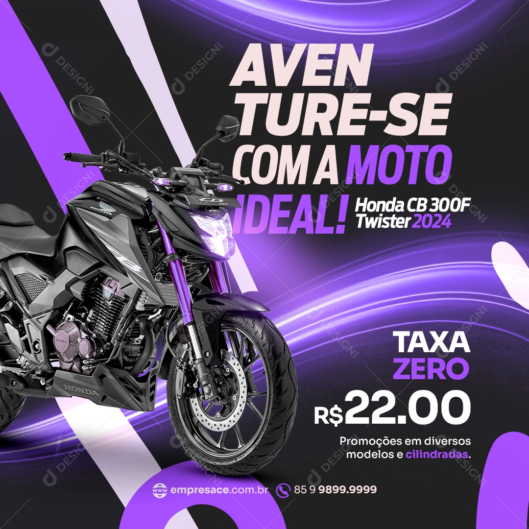 Consórcio Honda CB 300F Twister Aventure se com a Moto Ideal Social Media PSD Editável