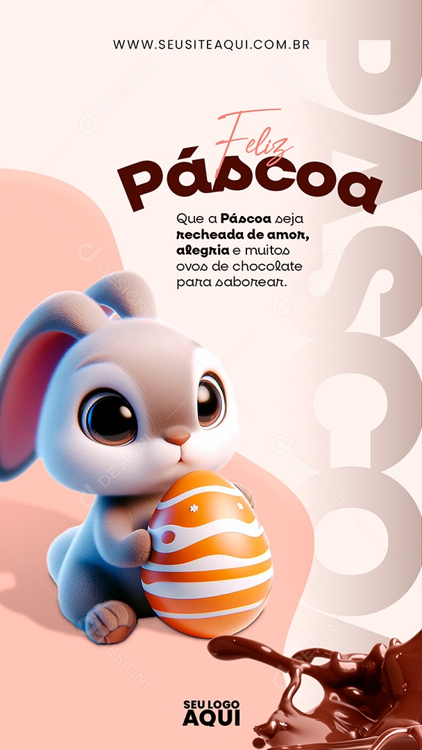 Story Feliz Páscoa 31 de Março Seja Recheada de Amor Alegria Social Media PSD Editável