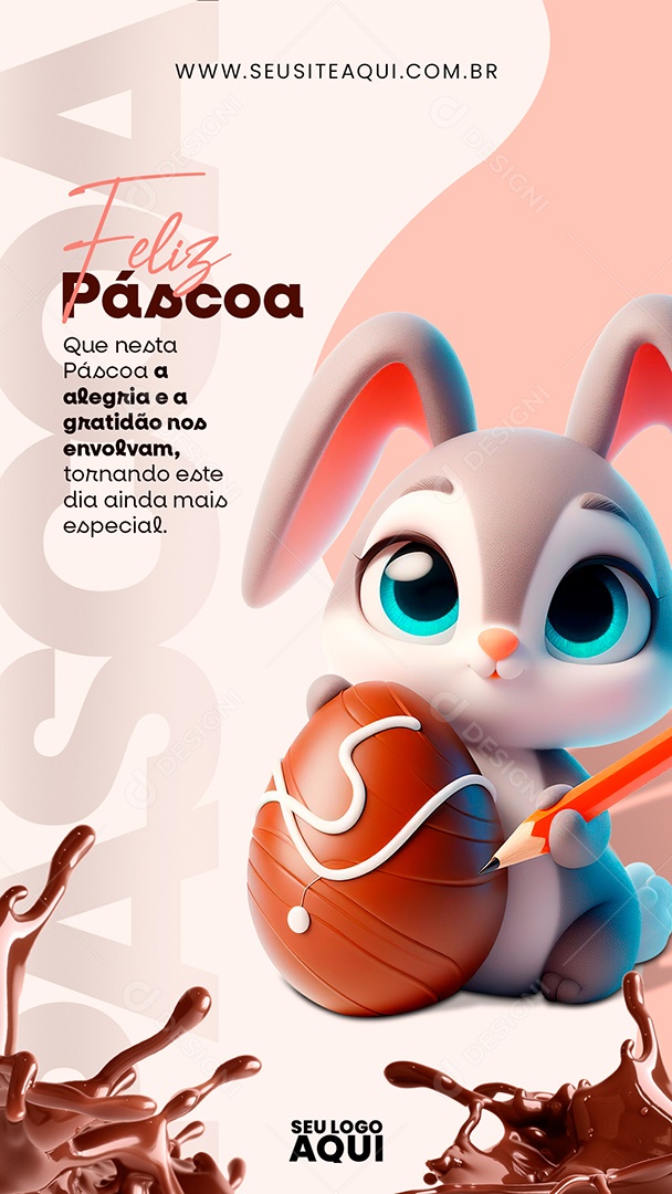 Story Feliz Páscoa 31 de Março Social Media PSD Editável