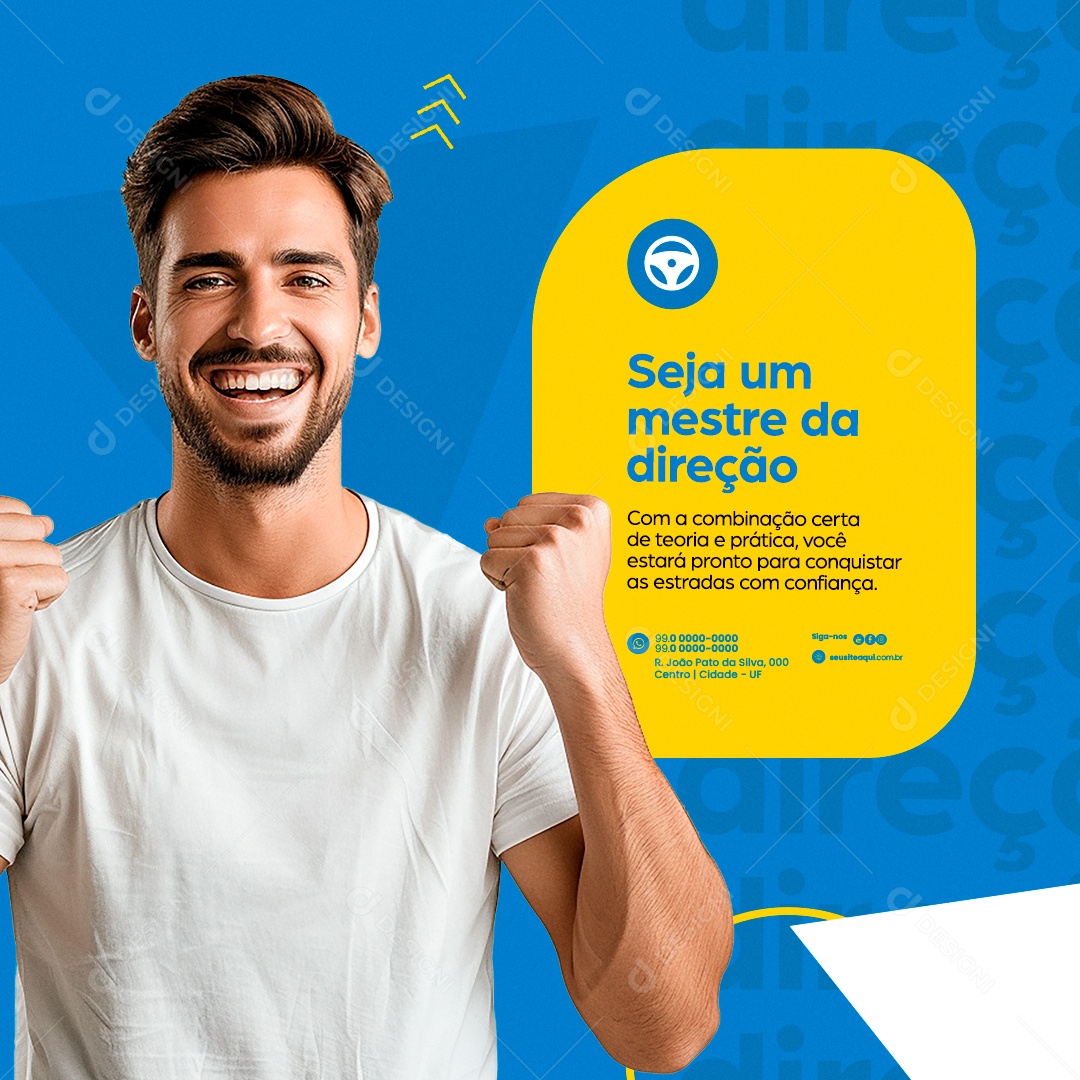 Autoescola Seja um Mestre na Direção Social Media PSD Editável