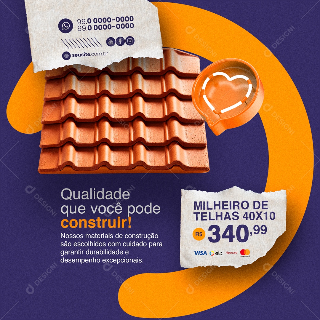 Materiais de Construção Milheiro de Telhas Qualidade Social Media PSD Editável