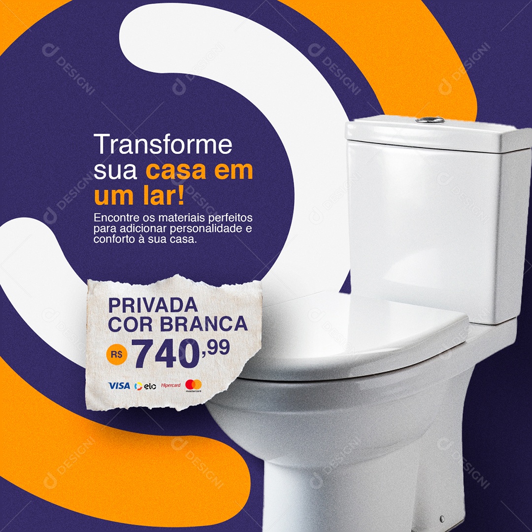 Materiais de Construção Privada cor Branca Transforme sua Casa em um Lar Social Media PSD Editável