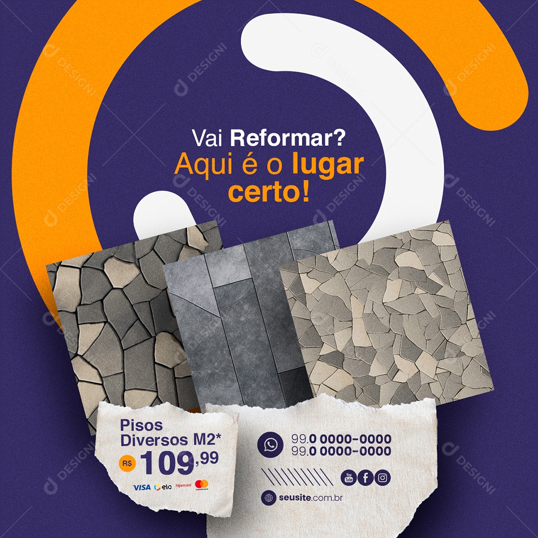Materiais de Construção Vai Reformar Aqui é o lugar Certo Social Media PSD Editável
