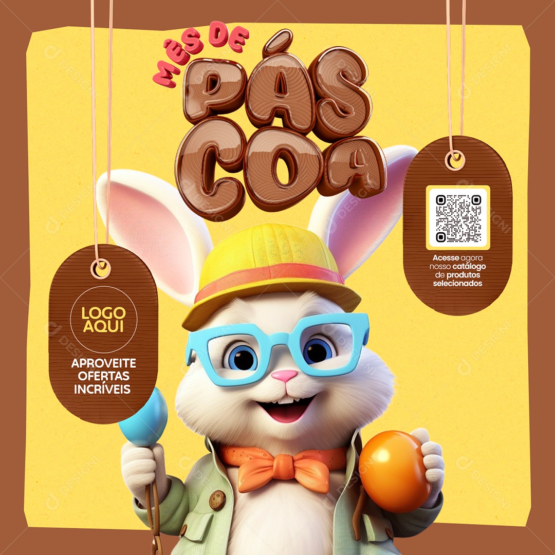 Mês de Páscoa Supermercado Aproveite Ofertas Incríveis Social Media PSD Editável