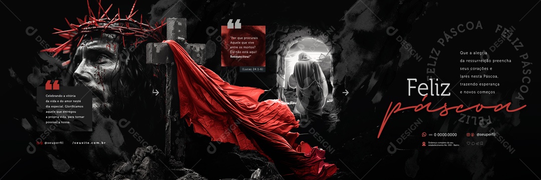 Carrossel Feliz Páscoa 31 de Março por que Procurais Aquele que Vive Entre os Mortos Social Media PSD Editável