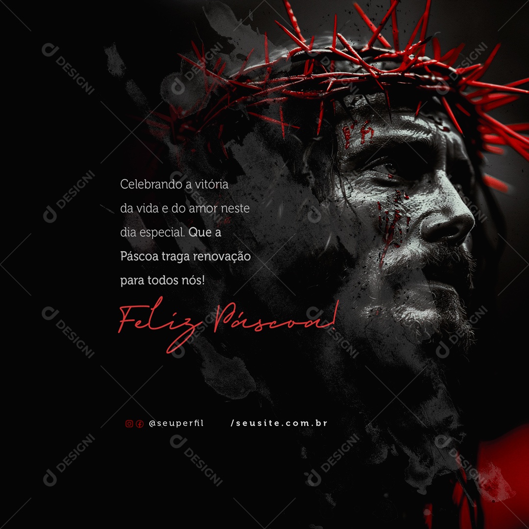 Feliz Páscoa 31 de Março Celebrando a Vitória daVida e do Amor Social Media PSD Editável