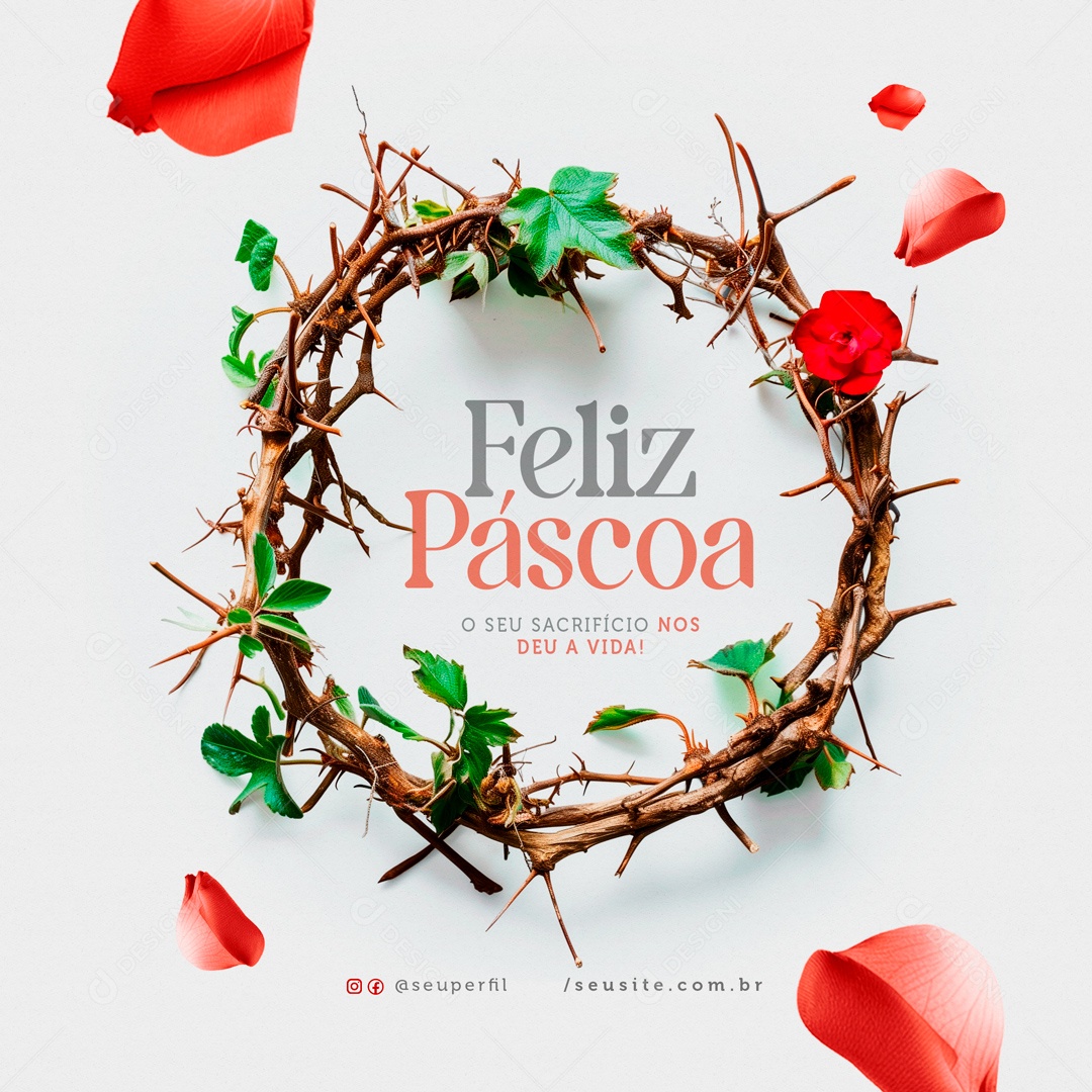 Feliz Páscoa 31 de Março Social Media PSD Editável