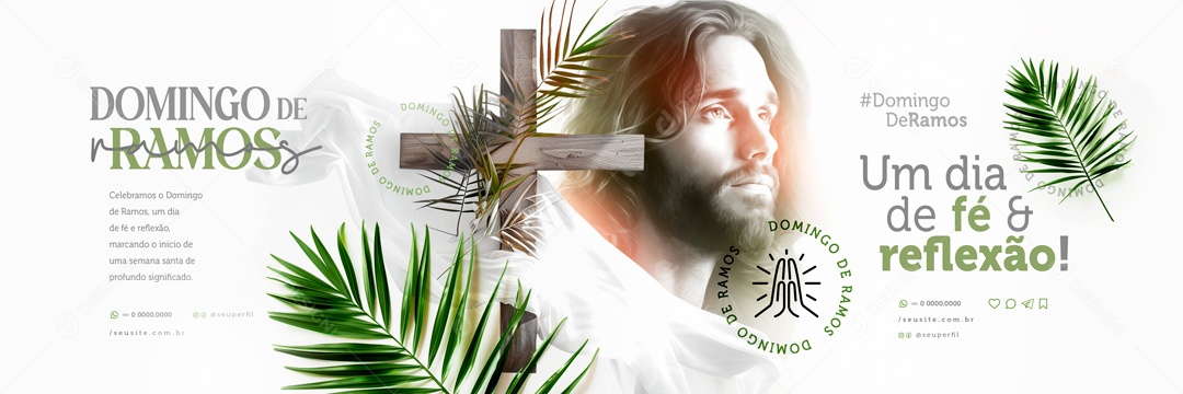 Carrossel Domingo de Ramos 24 de Março um Dia de Fé e Reflexão Social Media PSD Editável