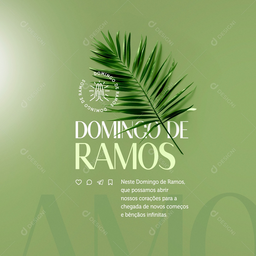 Domingo de Ramos 24 de Março que Possamos Abrir nossos Corações Social Media PSD Editável