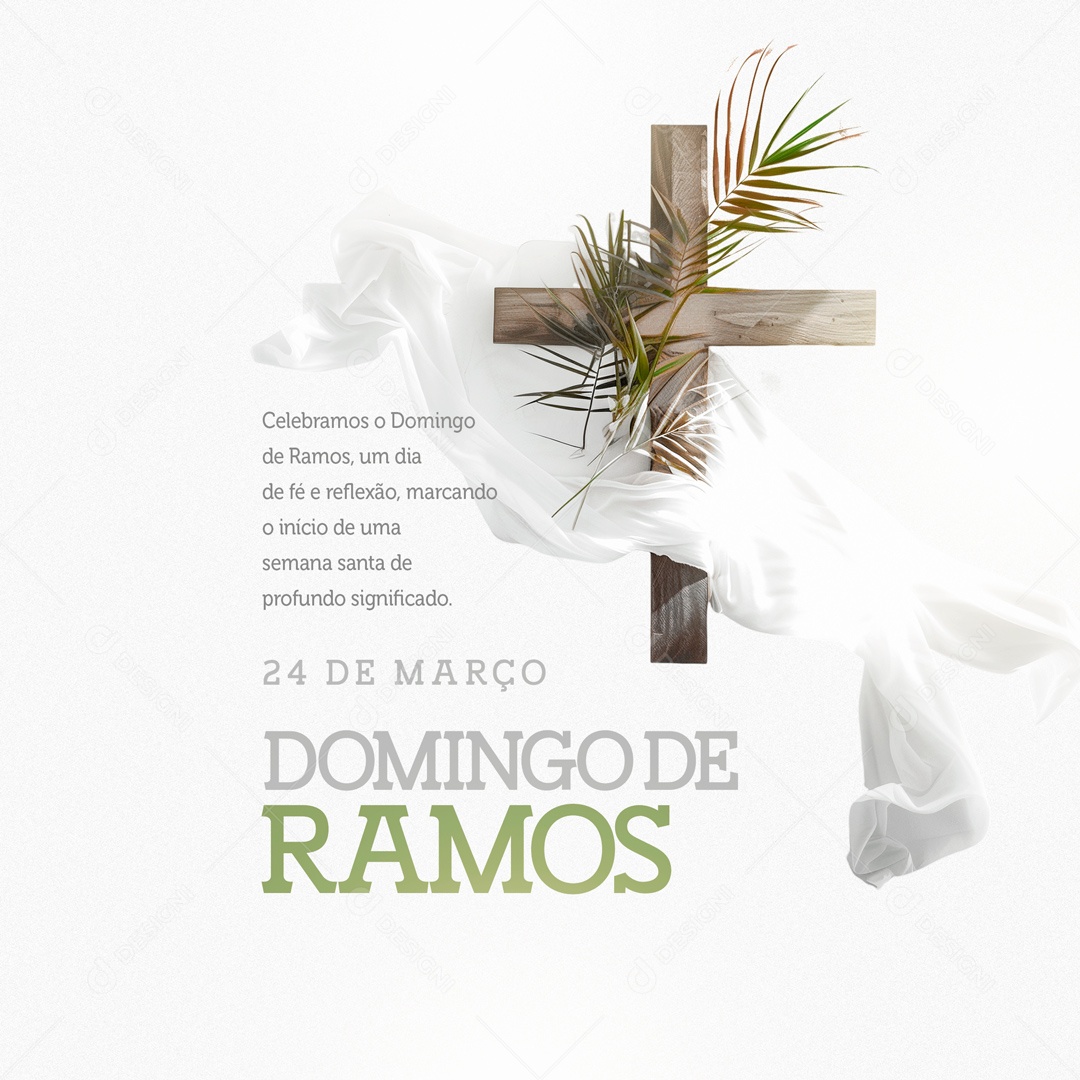 Domingo de Ramos 24 de Março um Dia de Fé e Reflexão Social Media PSD Editável