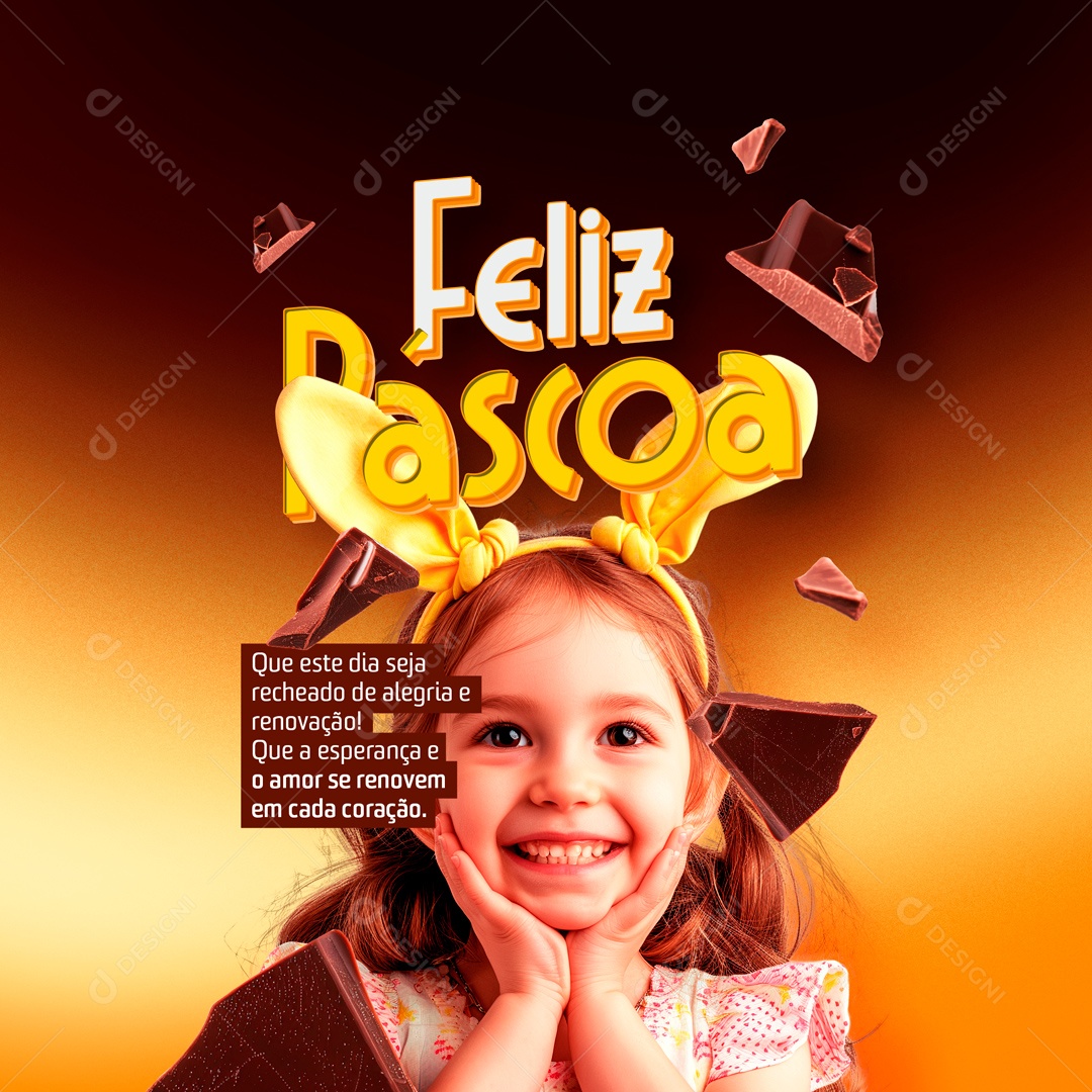 Feliz Páscoa 31 de Março que a Esperença e o Amor se Renovam Social Media PSD Editável