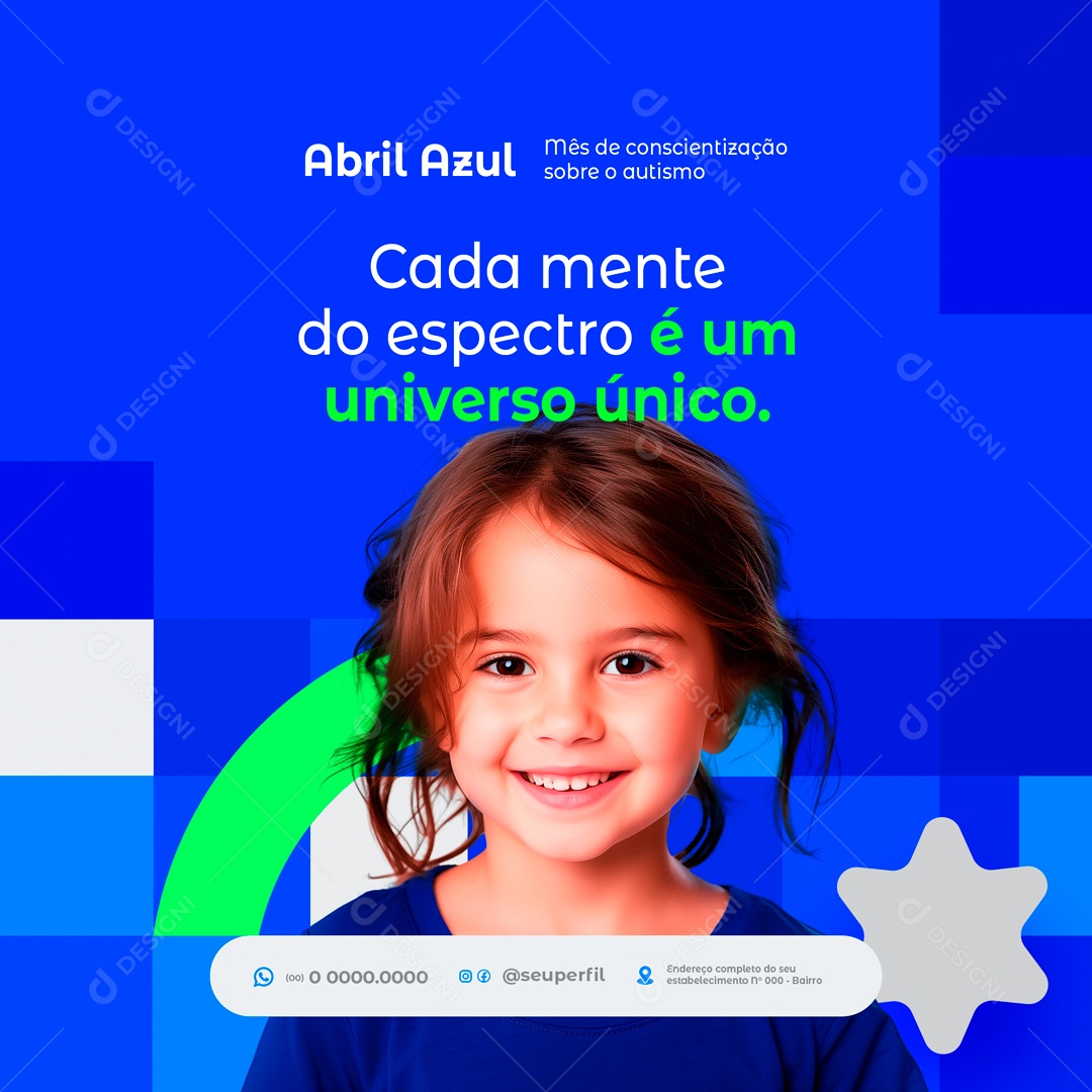 Abril Azul cada Mente do Espectro é um Universo Único Social Media PSD Editável