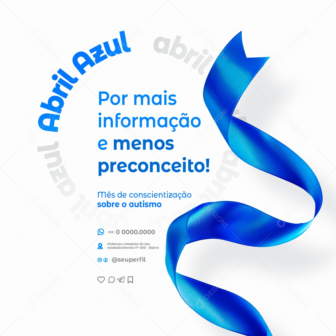 Abril Azul por mais Informação e Menos Preconceito Social Media PSD Editável