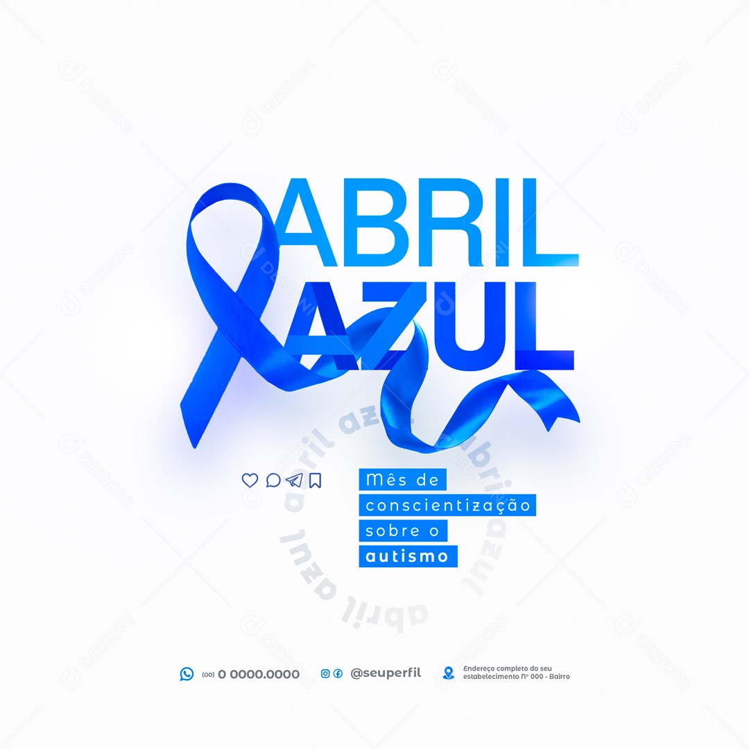 Abril Azul Mês da Conscientização do Autismo Social Media PSD Editável