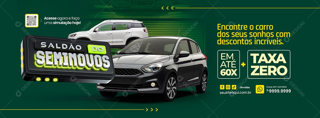 Banner Concessionaria Saldão do Seminovos Taxa Zero Social Media PSD Editável