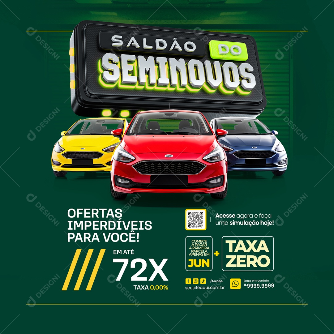 Concessionaria Saldão do Seminovos Ofertas Imperdíveis Social Media PSD Editável