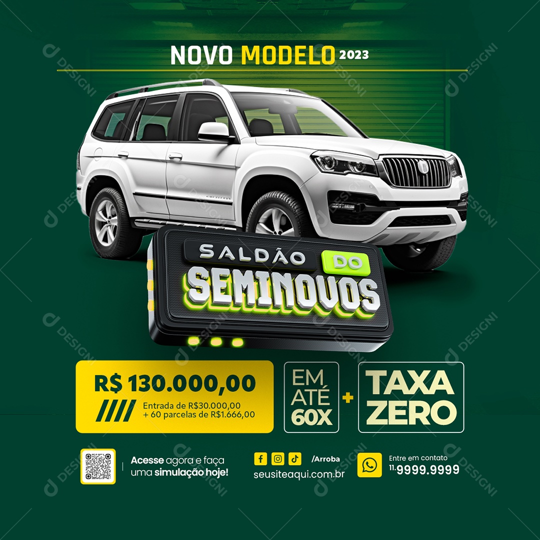Concessionaria Saldão do Seminovos Novo Modelo Social Media PSD Editável
