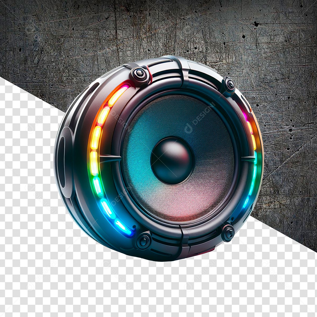 Elemento 3D Caixa de Som com Luzes para Composição PSD