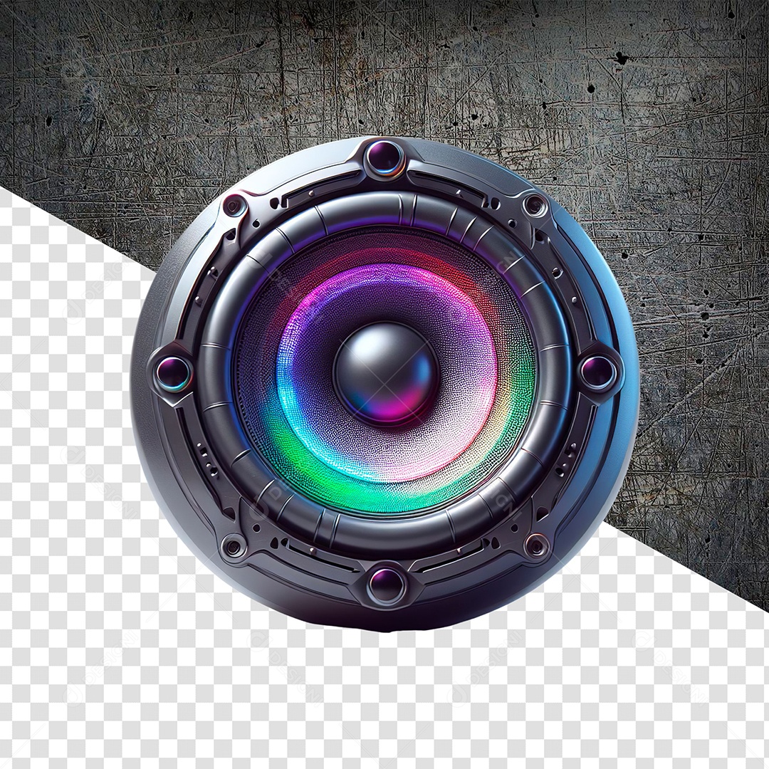 Elemento 3D Caixa de Som com Luzes para Composição PSD