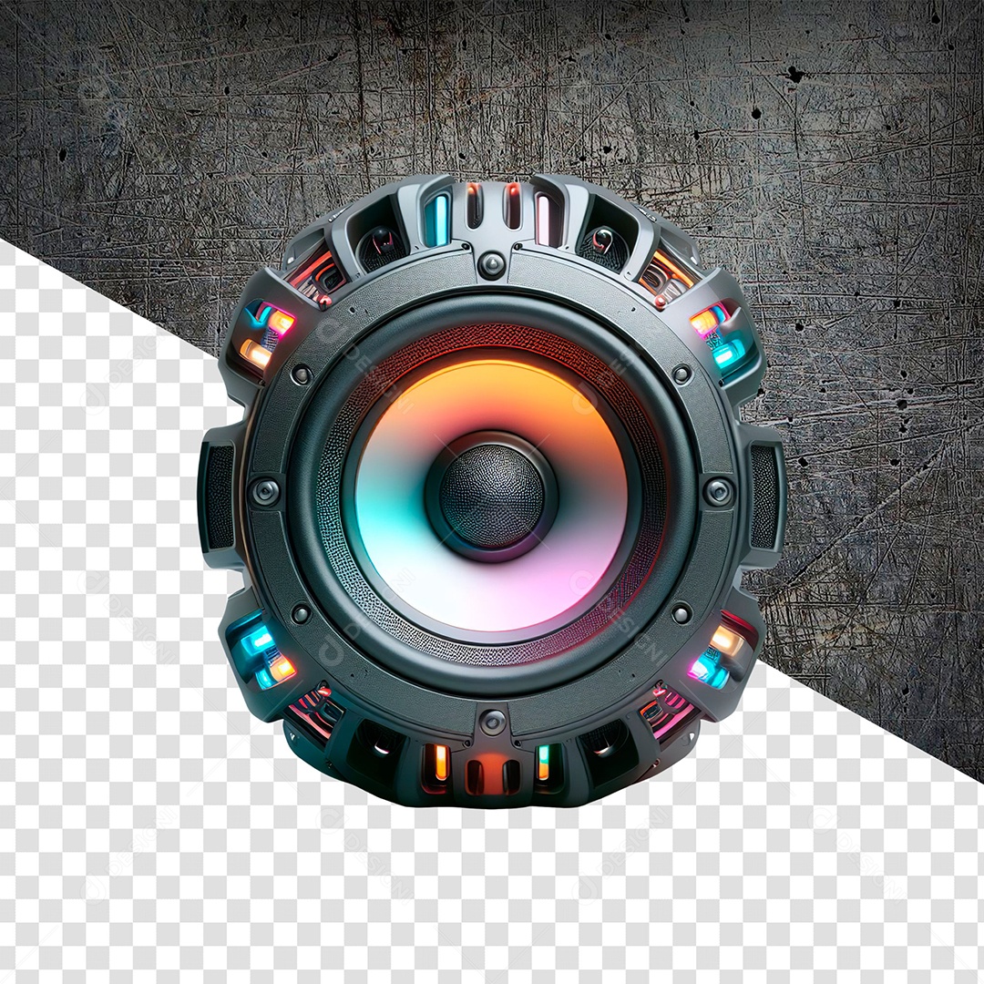 Caixa de Som com Luzes Elemento 3D para Composição PSD