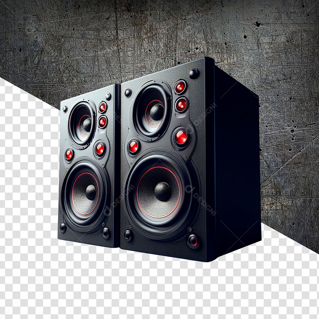 Caixas de Sons com Luzes Elemento 3D para Composição PSD