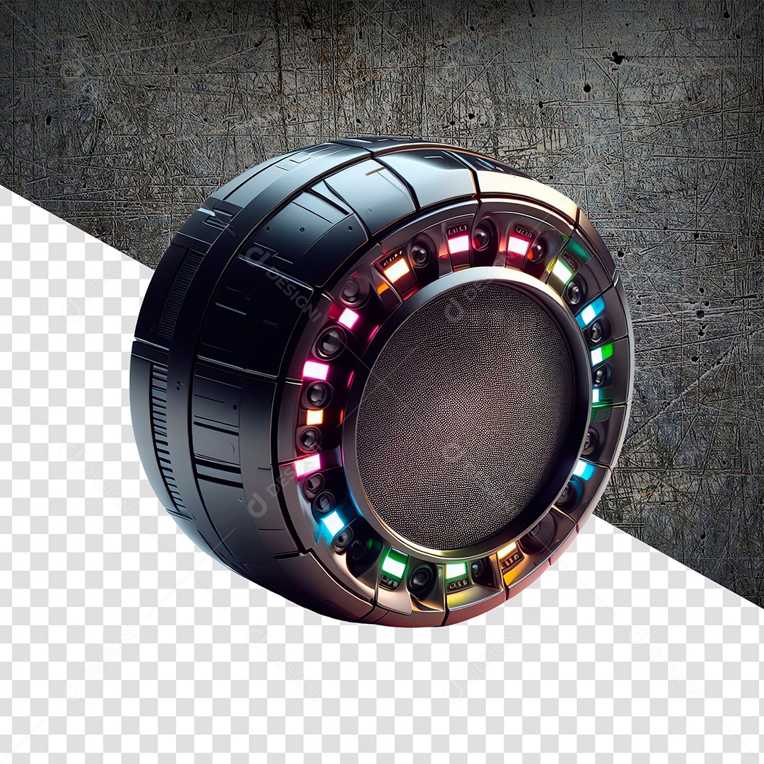 Caixa de Som com Luzes Elemento 3D para Composição PSD