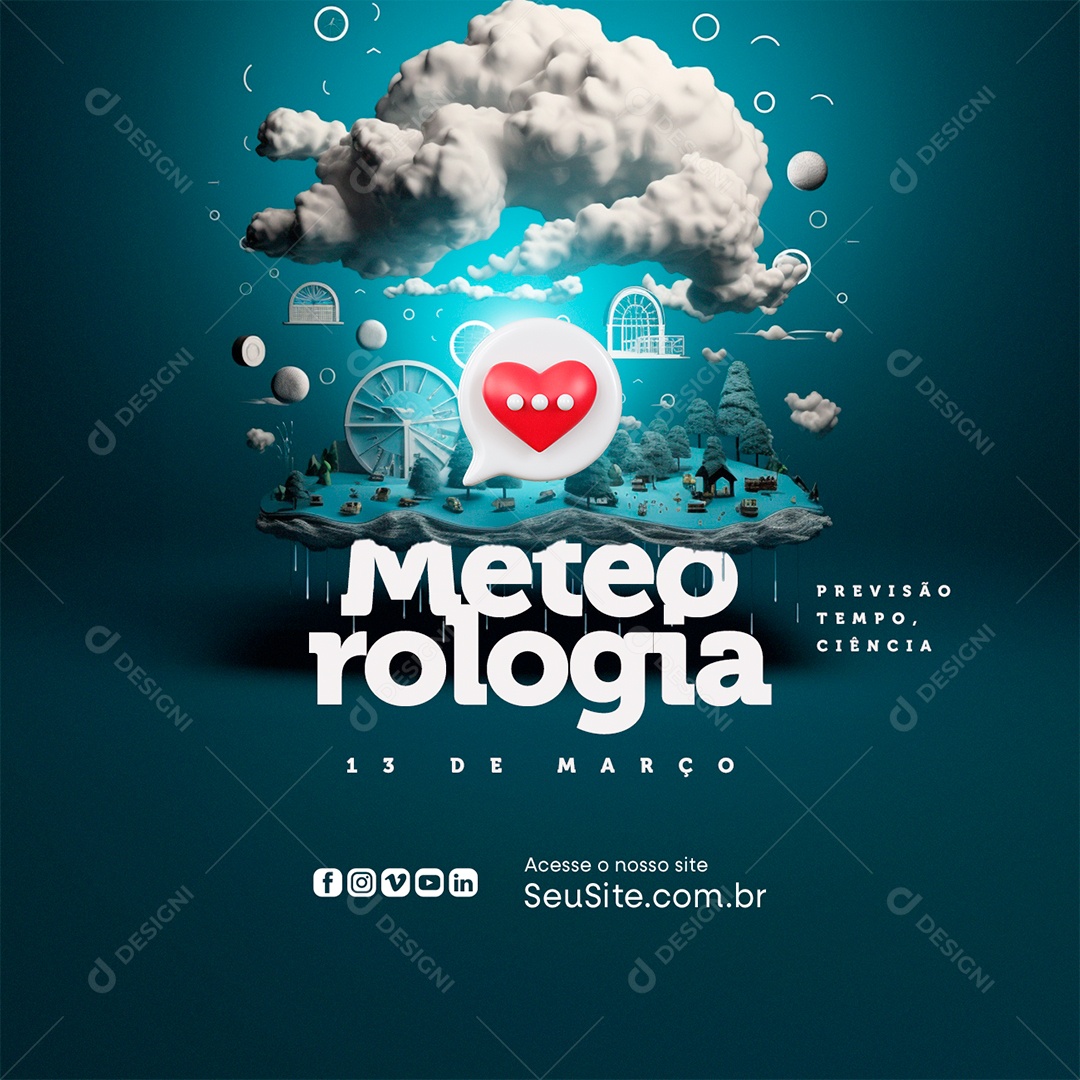 dia Mundial da Meteorologia 13 de Março Previsão Tempo Ciência Social Media PSD Editável