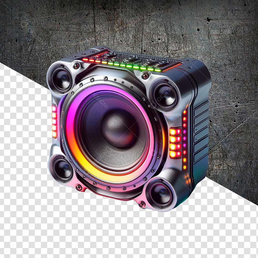 Caixa de Som com Luzes Elemento 3D para Composição PSD