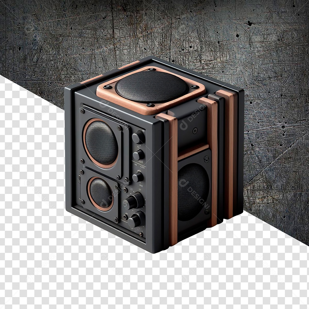 Caixa de Som Elemento 3D para Composição PSD