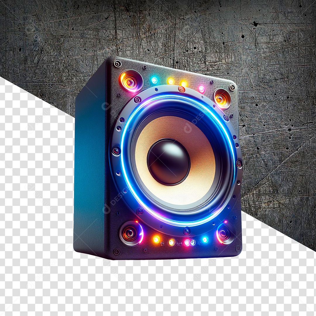 Caixa de Som com Luzes Elemento 3D para Composição PSD