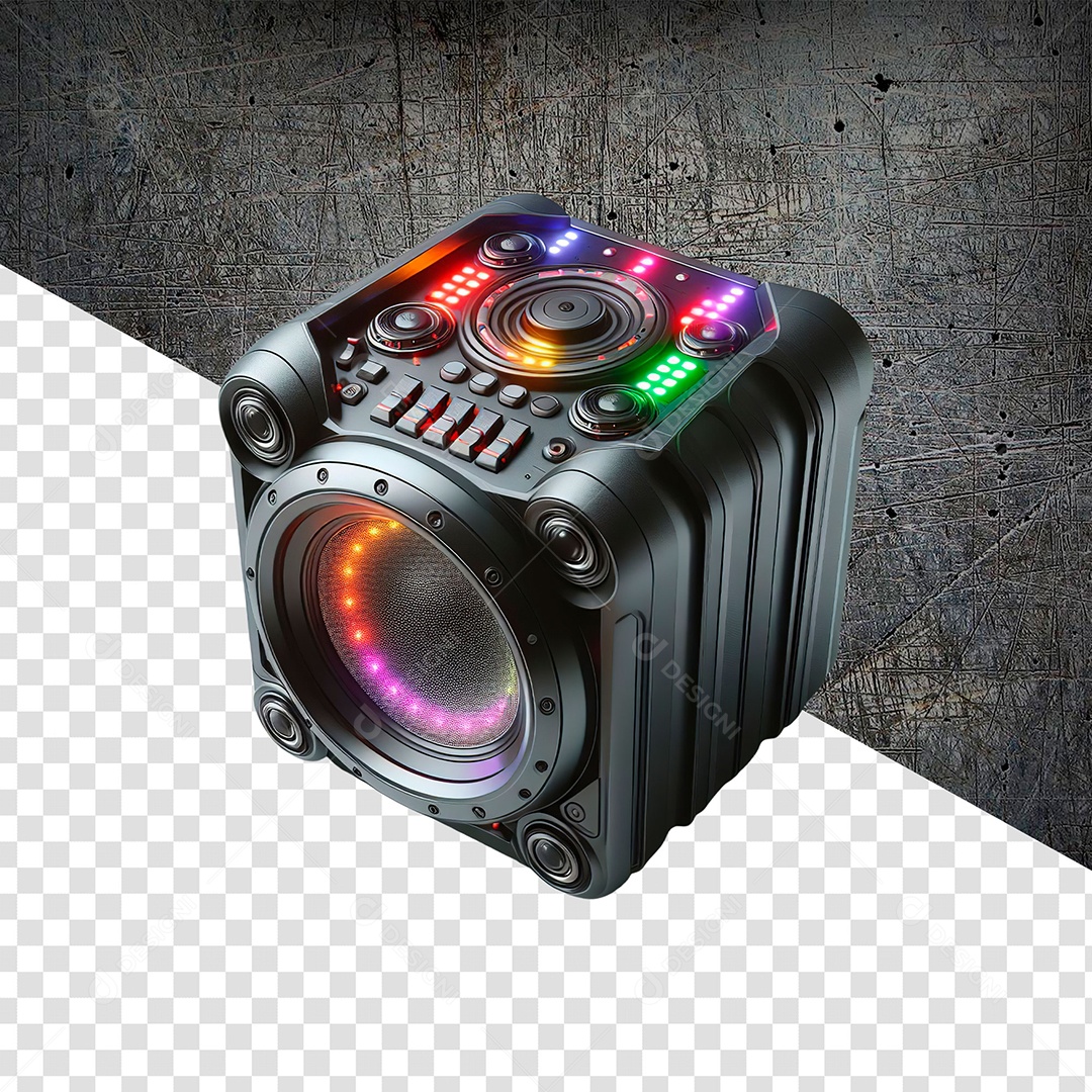 Caixa de Som com Luzes Elemento 3D para Composição PSD