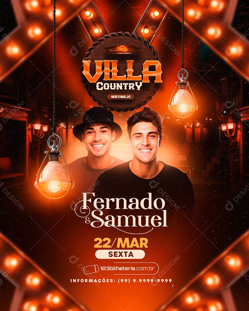 Flyer Villa Country Fernado e Samuel Social Media PSD Editável