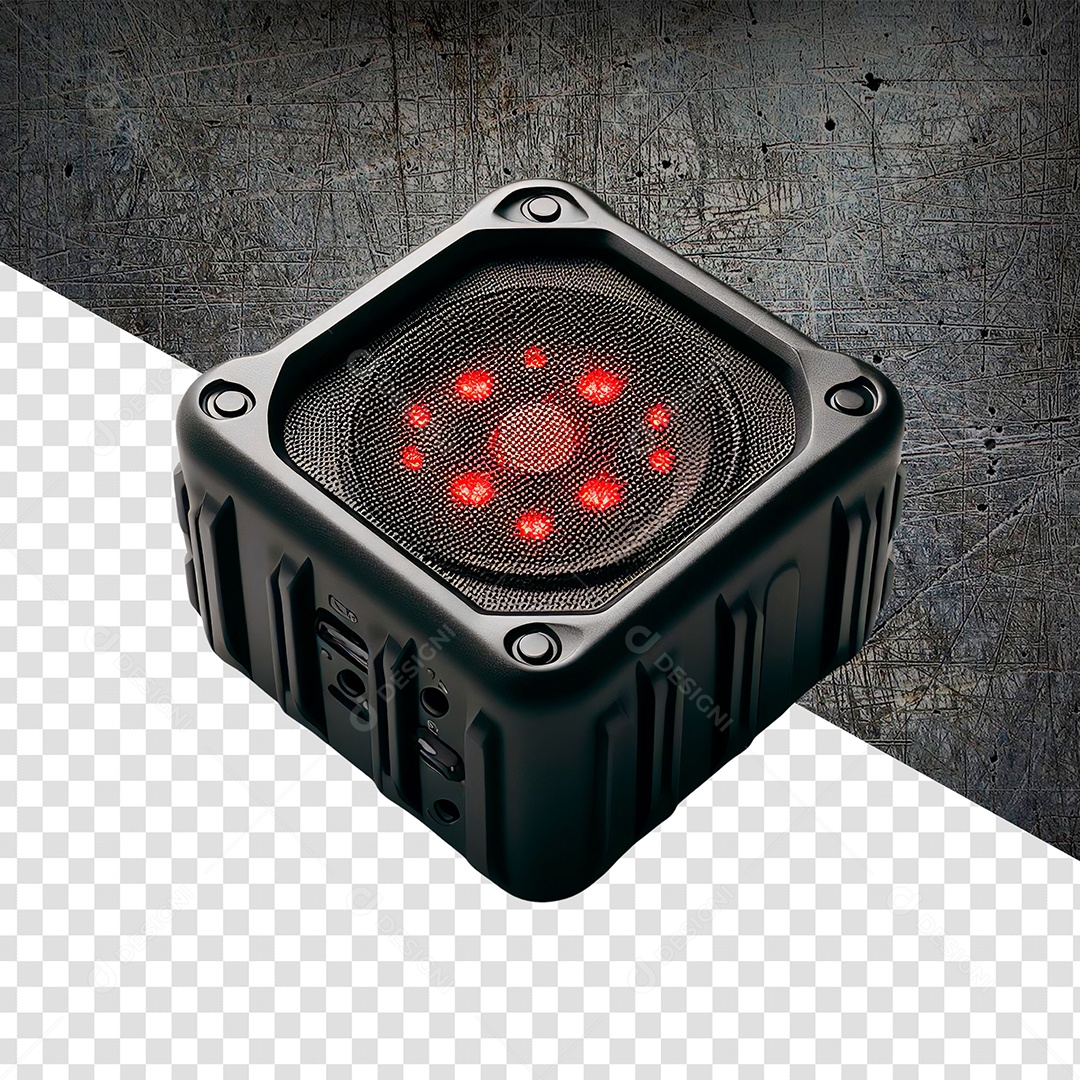 Caixa de Som Auto Falante Elemento 3D para Composição PSD