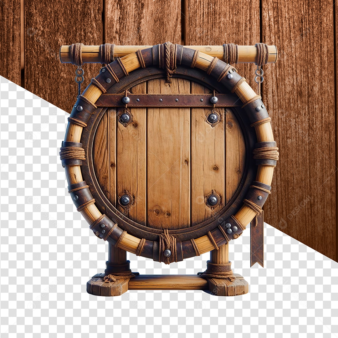 Elemento 3D Base Painel de Madeira para Composição PSD