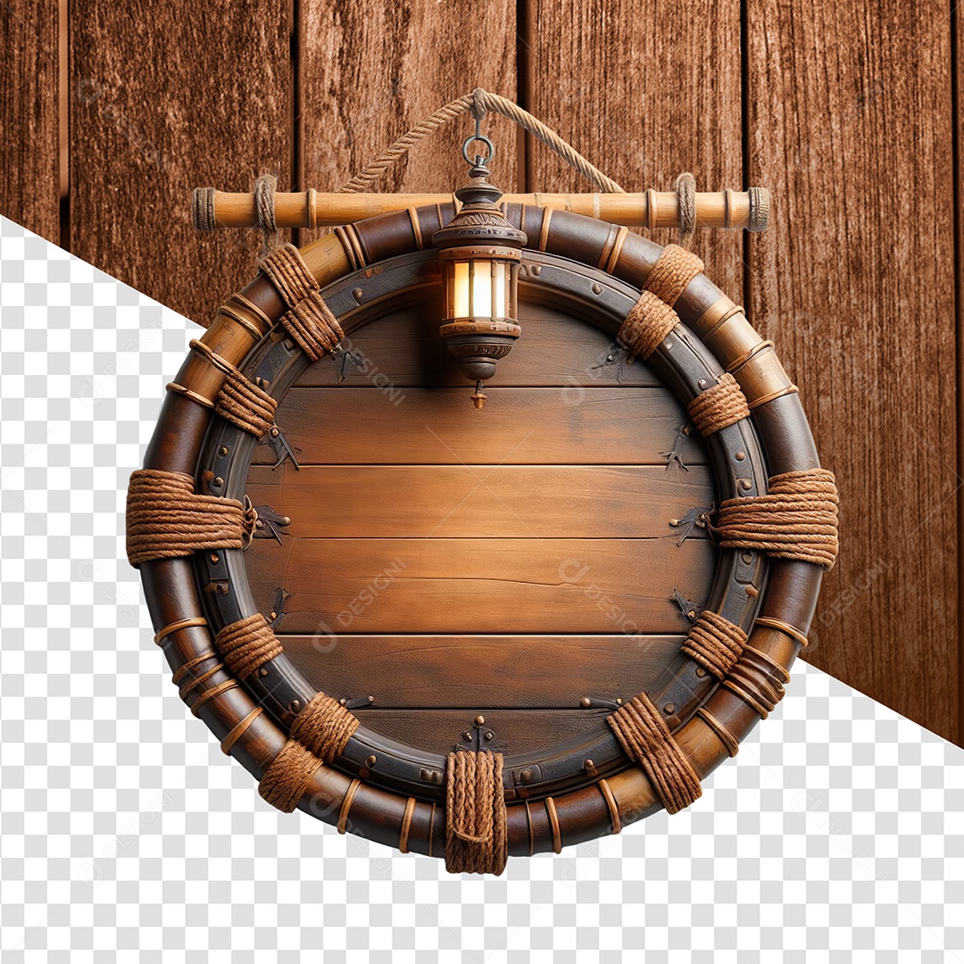 Elemento 3D Base Painel de Madeira para Composição PSD