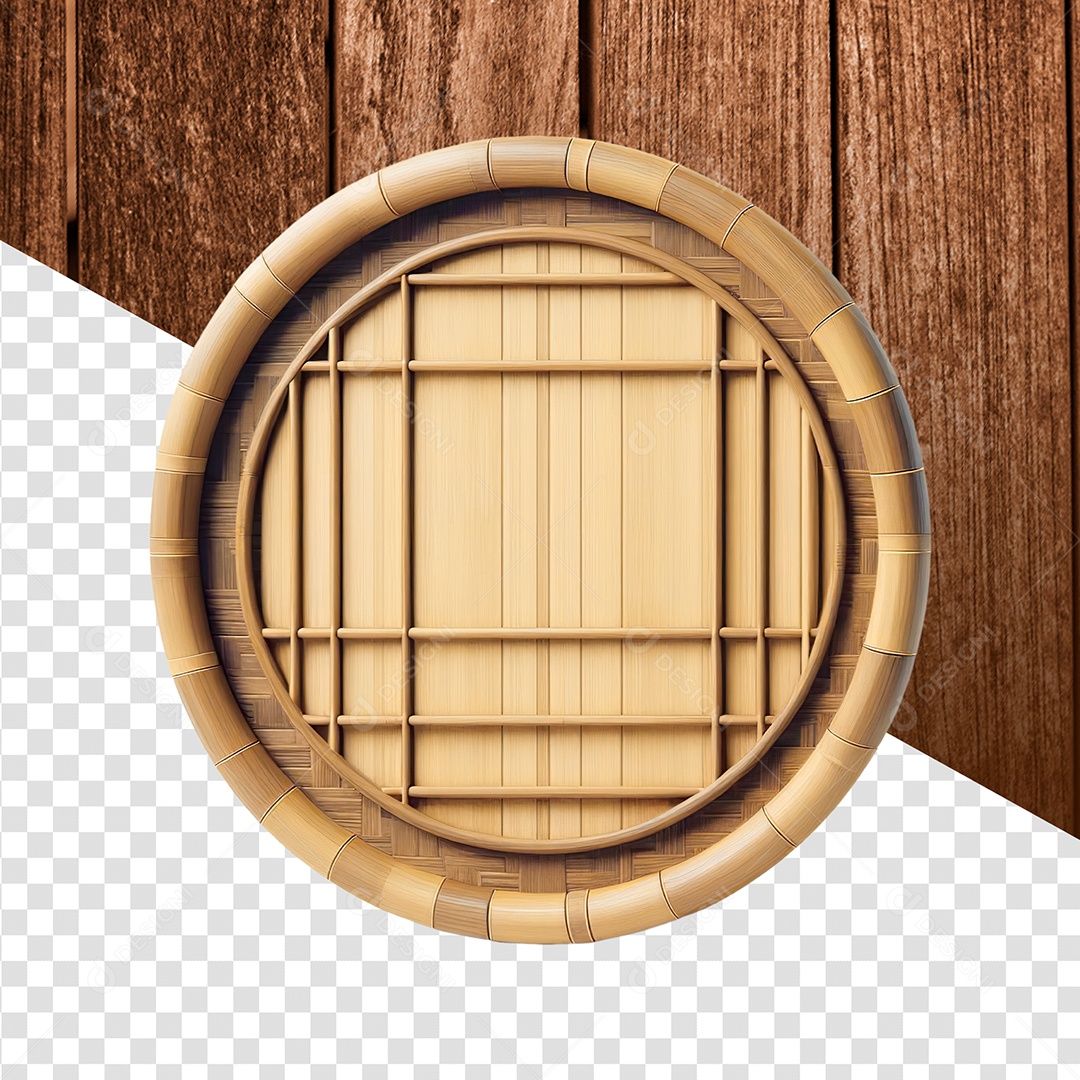Base Circular Painel de Madeira Elemento 3D para Composição PSD