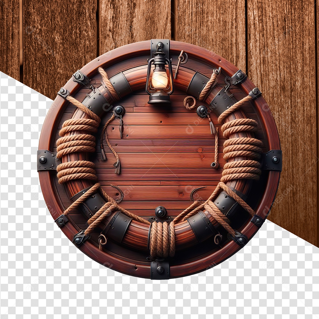 Elemento 3D Círculo de Madeira para Composição PSD