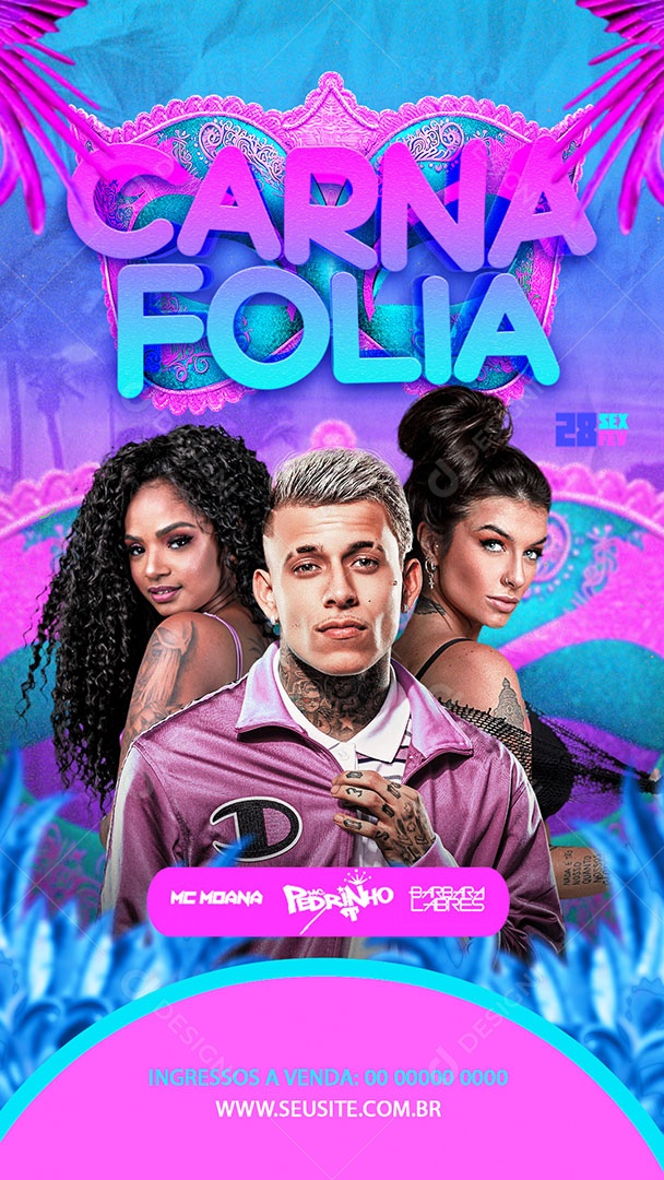 Story Flyer Carna Folia Mc Moana Mc Pedrinho Barbara Labres Social Media PSD Editável