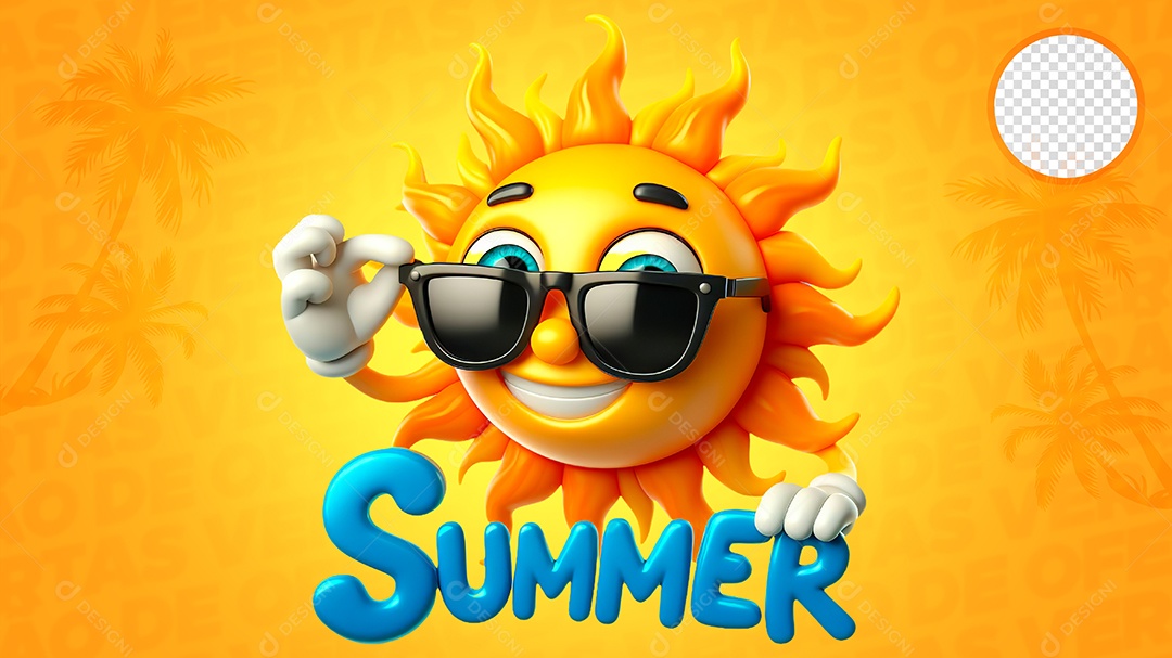 Selo 3D Verão para Composição PSD