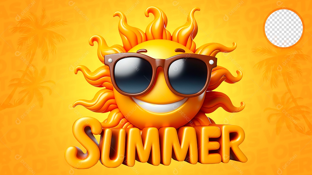 Verão Selo 3D para Composição PSD