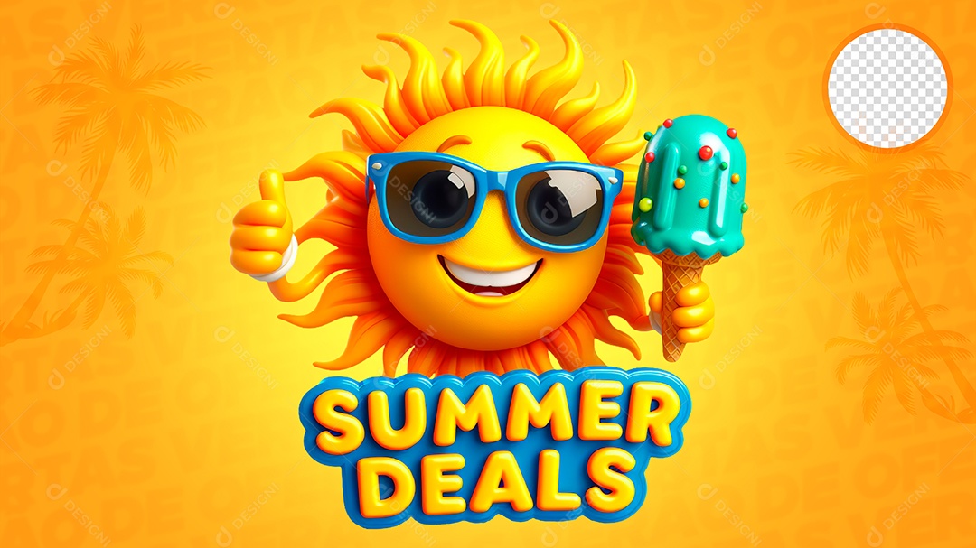 Verão de Ofertas Selo 3D para Composição PSD