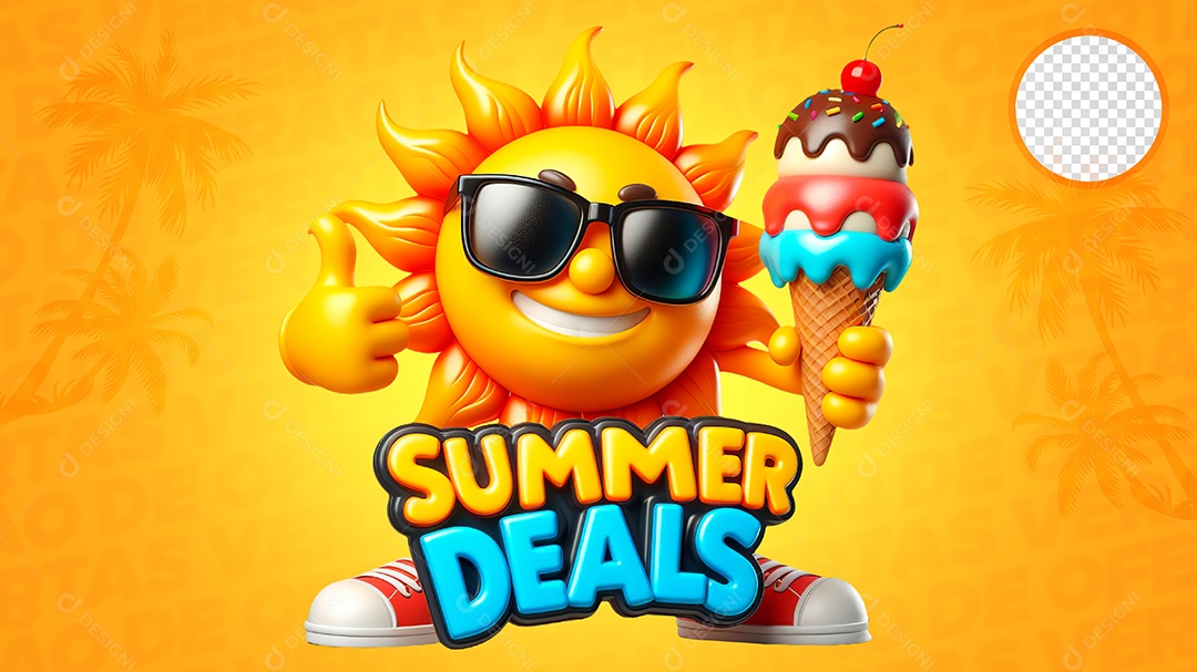 Verão de Ofertas Selo 3D para Composição PSD