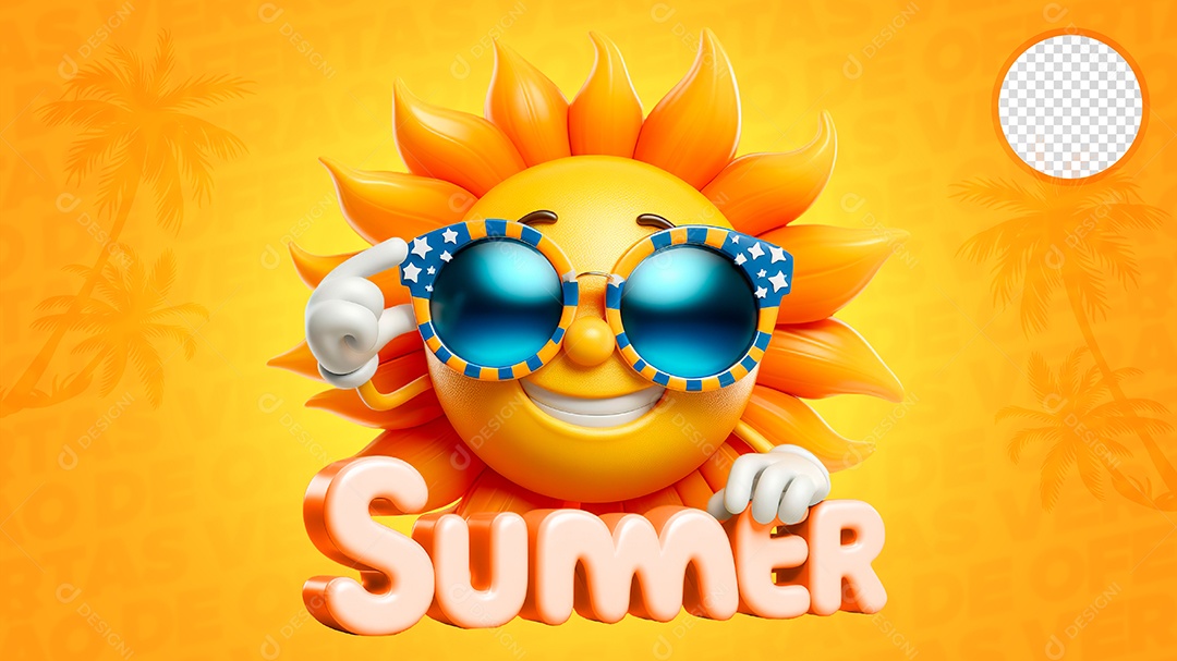 Verão Selo 3D para Composição PSD