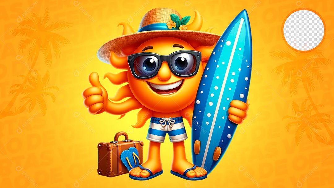 Elemento 3D de Verão para Composição PSD