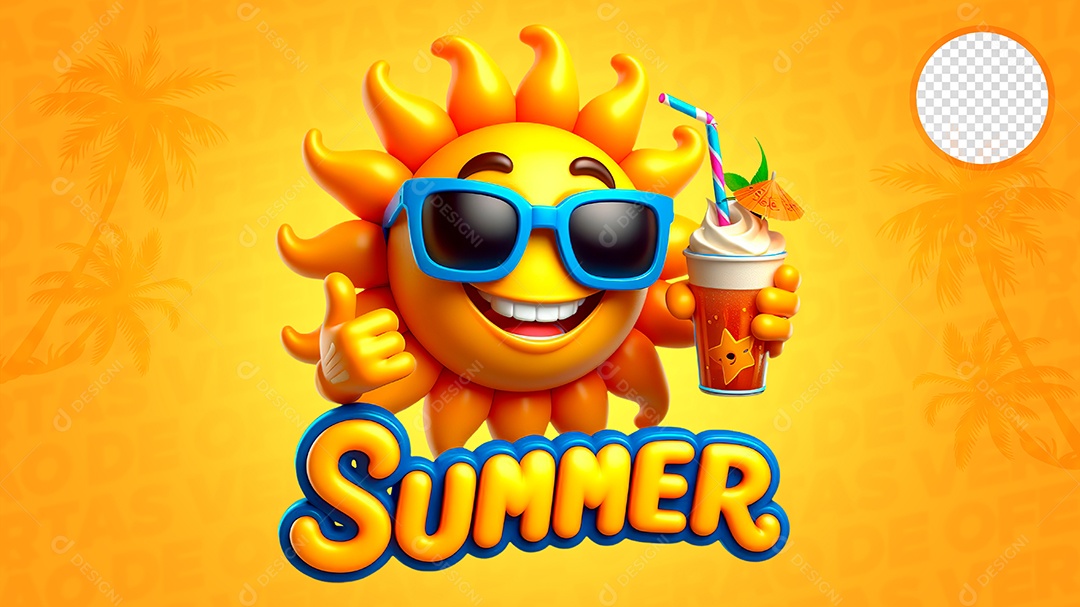 Summer Selo 3D de Verão para Composição PSD
