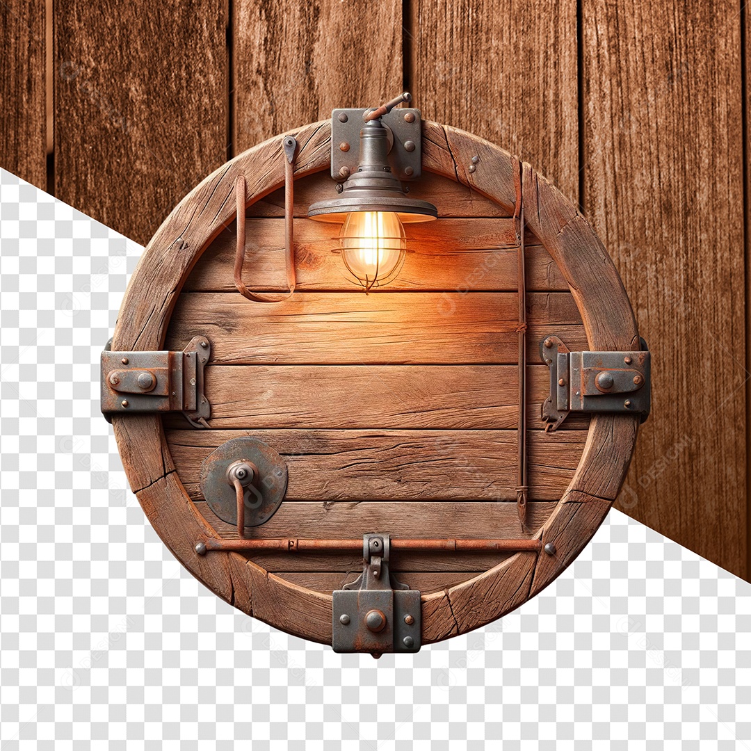 Elemento 3D Círculo Base Painel de Madeira para Composição PSD