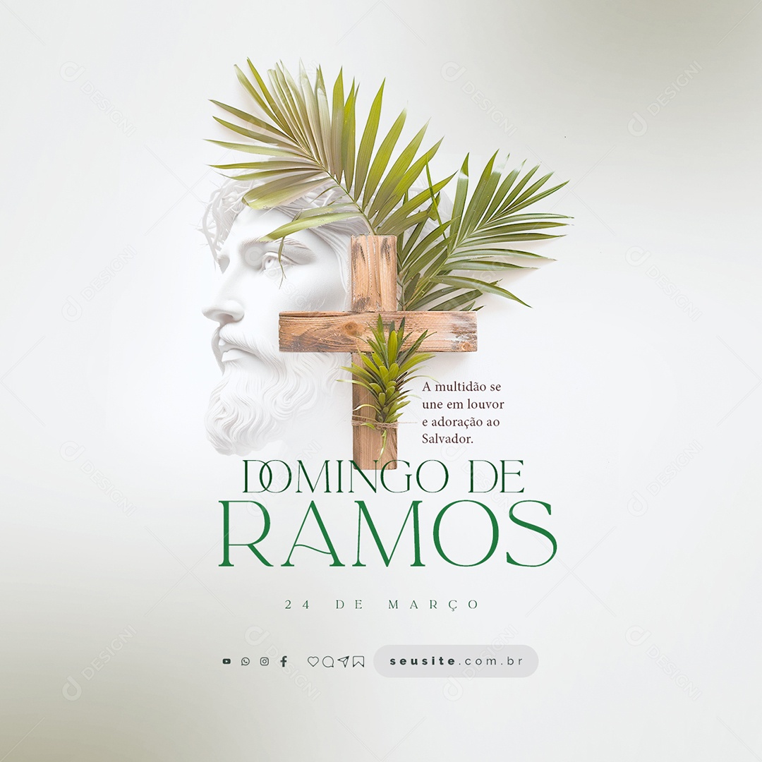 Domingo de Ramos 24 de Março A Multidão se Une em Louvor Social Media PSD Editável